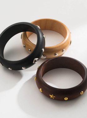 跨境秋冬新款复古时尚五角星铆钉