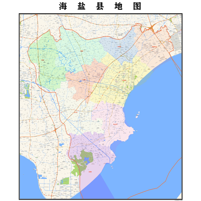 嘉兴市海盐县地图2023年行政区划市区主城区街道交通地图定制图片