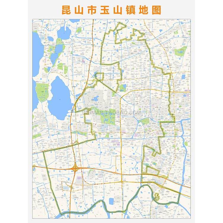 昆山市玉山镇地图2022高清定制城市交通卫星影像办公会议室挂图