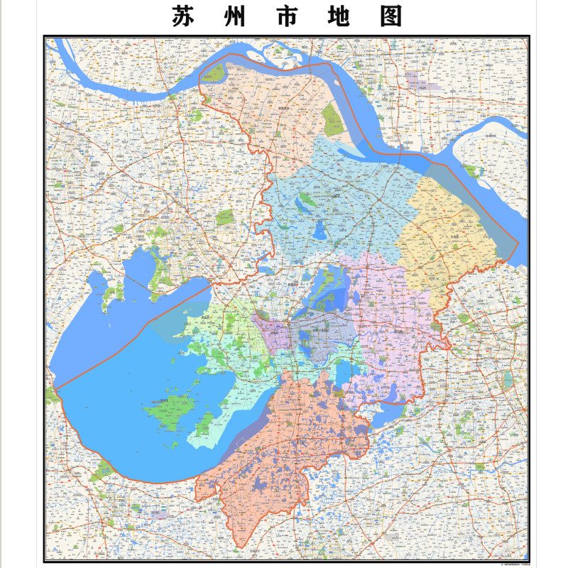 苏州市地图2023年行政区划市区主城区街道交通地图定制图片素材