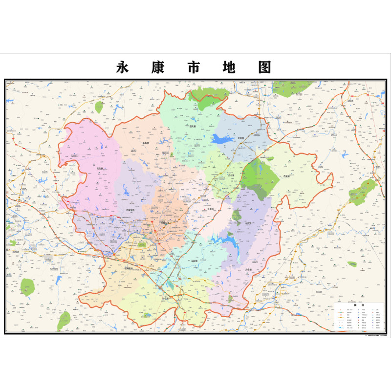 永康市地图2023年行政区划市区主城区街道交通地图定制图片素材