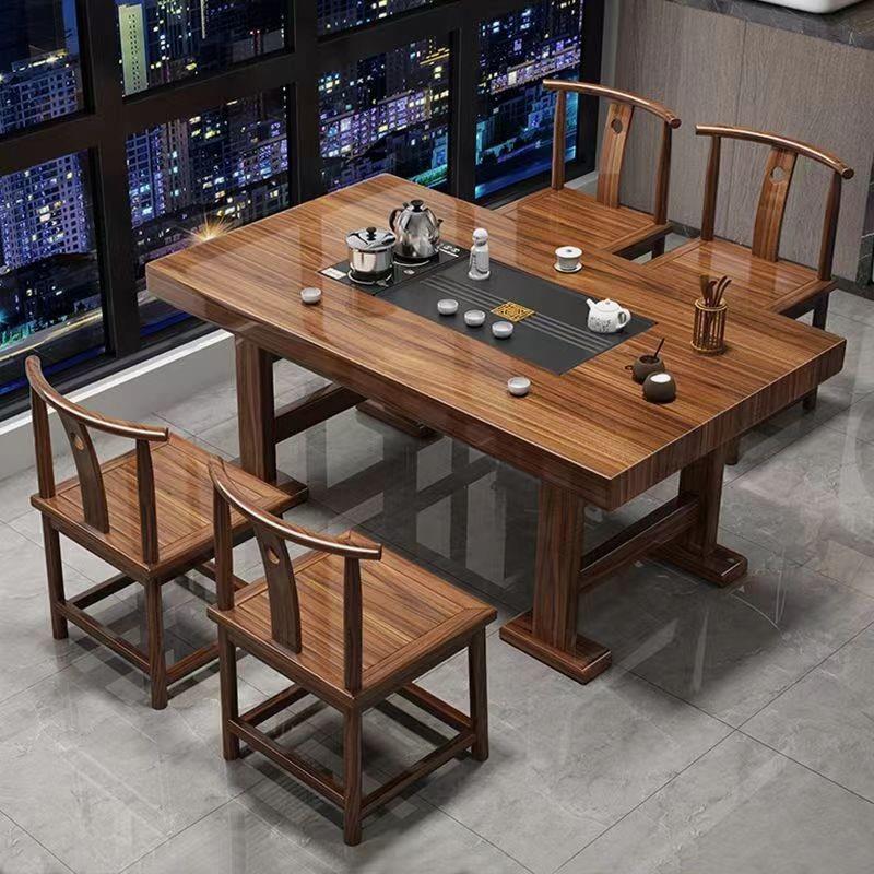 阳台实木大板茶桌椅组合家用客厅小户型茶几茶具套装一体干泡台桌