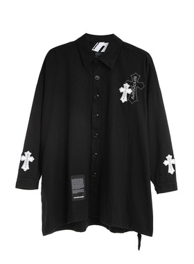 潮牌装饰长款衬衫 街头风男女同款春秋休闲上衣 NE093080679