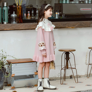 女童毛衣裙2025新款秋冬季大童毛衣童装连衣裙中长款女童红色裙子