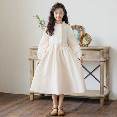 儿童连衣裙法式文艺风小立领裙子