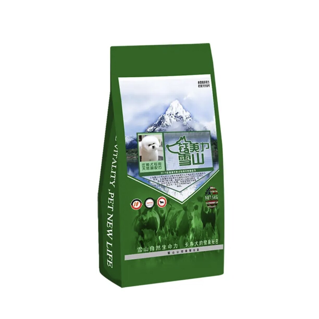 雪山 比熊狗粮白色美毛去泪痕成犬专用粮5公斤小型犬10斤装宠物粮