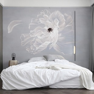 自粘 新中式 墙布沙发客厅墙纸卧室床头花朵电视背景墙壁纸壁布法式