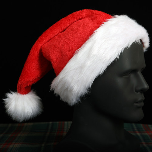 长毛绒加大头围圣诞帽成人圣诞节儿童男圣诞老人帽子厚款大人头饰