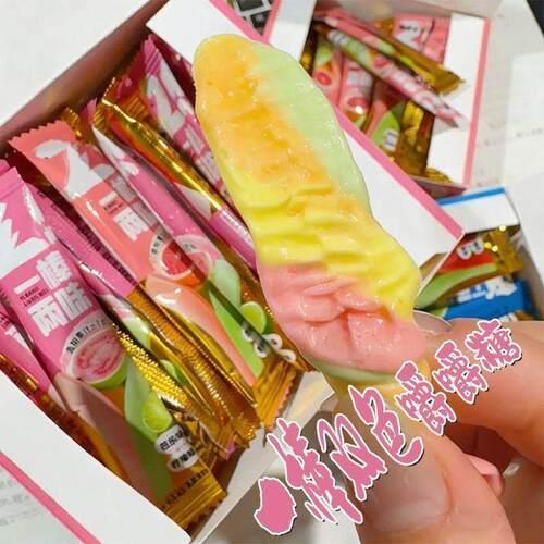 一棒两味果味糖双口味芭乐青柠味新口感西柚青提味散装小零食