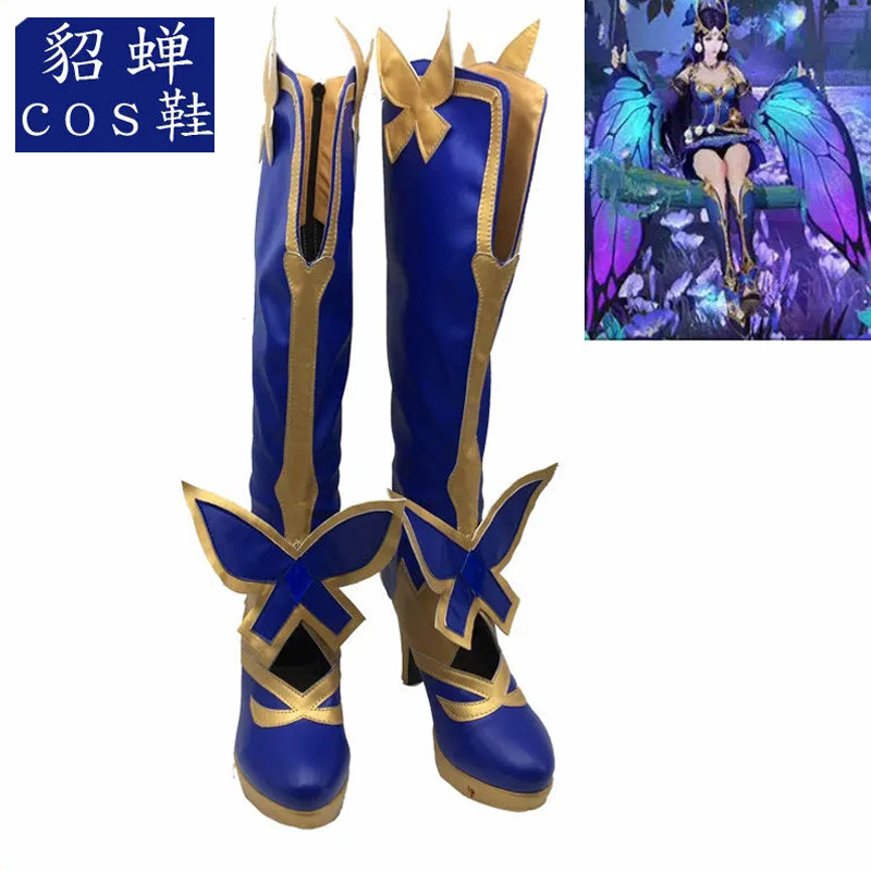王者荣耀金色仲夏夜之梦貂蝉cosplay鞋貂婵cosplay鞋靴子定做定制