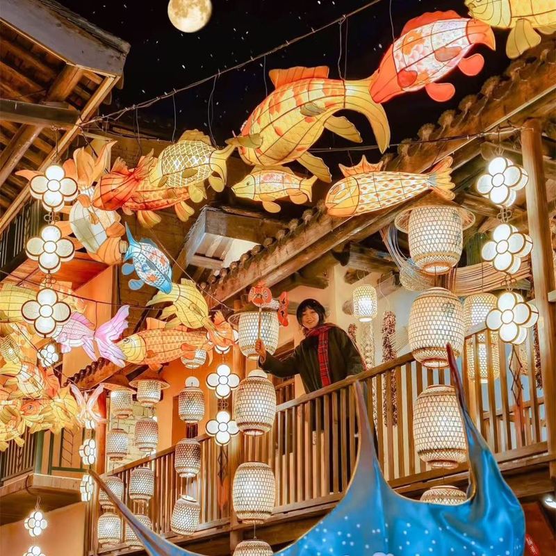 汉服道具鲤鱼手持充电鱼灯发光鲤鱼巡游鱼灯吊挂锦鲤鱼灯笼金鱼灯