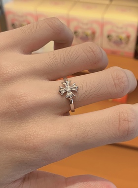 原创鸢尾花戒指男女纯银K罗芯