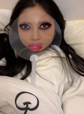 ladygaga透明扇子烈焰红唇抽象恶搞表情包搞怪圆扇拍照道具送闺蜜