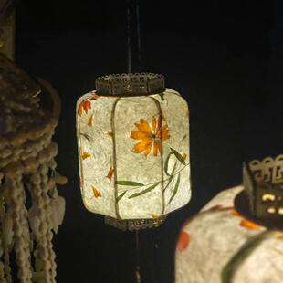 古风花草纸灯笼少儿diy手工制作材料包汉服手提发光花灯中秋宫灯