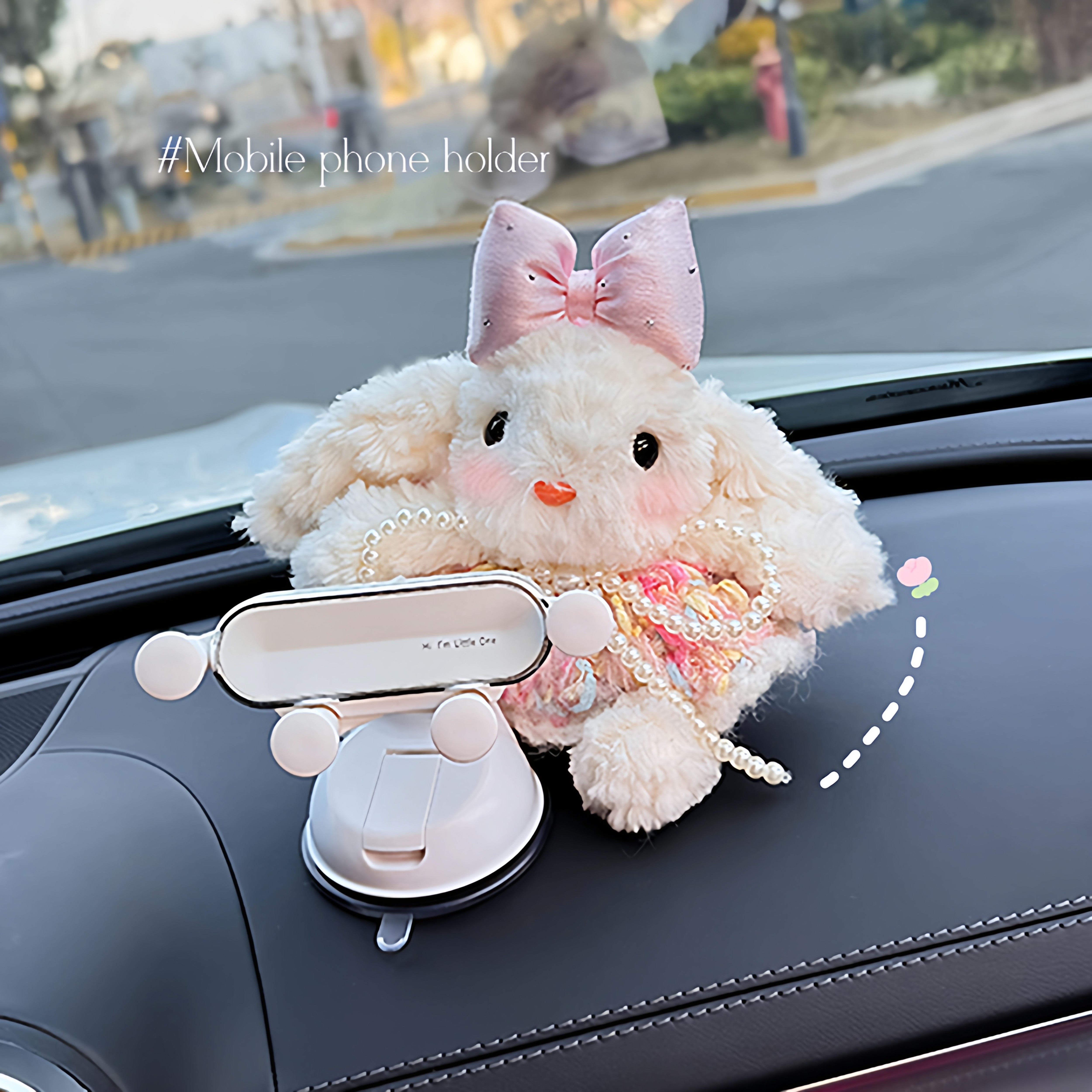 车载手机支架仪表台吸盘式卡通可爱兔子车上防抖导航车内饰品女生