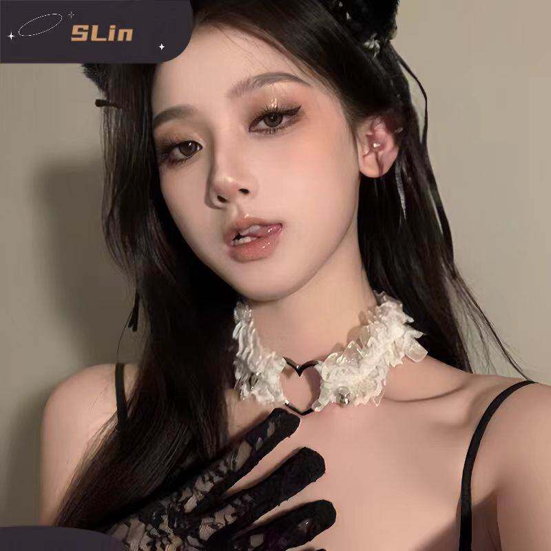 蕾丝蝴蝶结项圈女choker颈带锁骨链高级感配饰桃心腿环可调节项链
