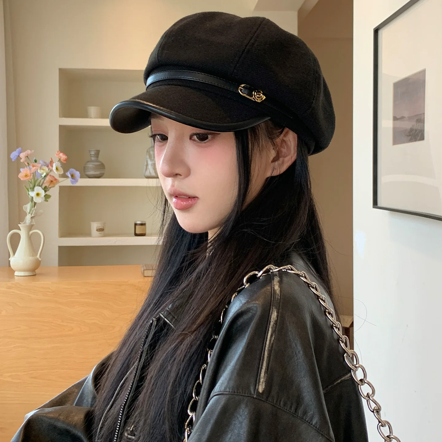 日系显脸小百搭女鸭舌八角帽