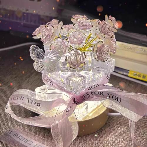 DIY玫瑰花小夜灯手工diy材料包氛围感创意生日情人节礼物送女友