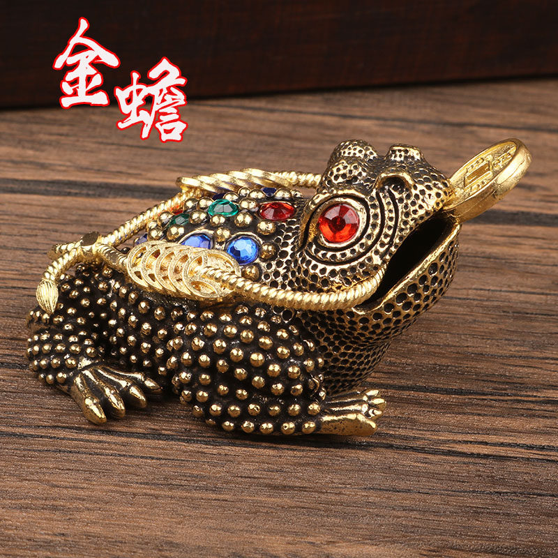 纯黄铜办公桌面汽车小摆件招财三足金蟾古铜茶宠饰品工艺礼品摆饰,家居饰品,装饰摆件,淘宝优惠券,粉丝福利购,淘宝优惠卷