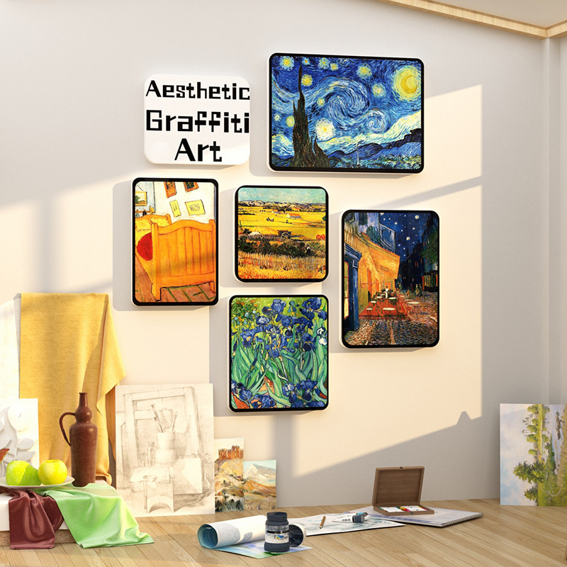 画室布置美术教室装饰幼儿园墙面环创主题成品材料楼梯凯斯哈林贴