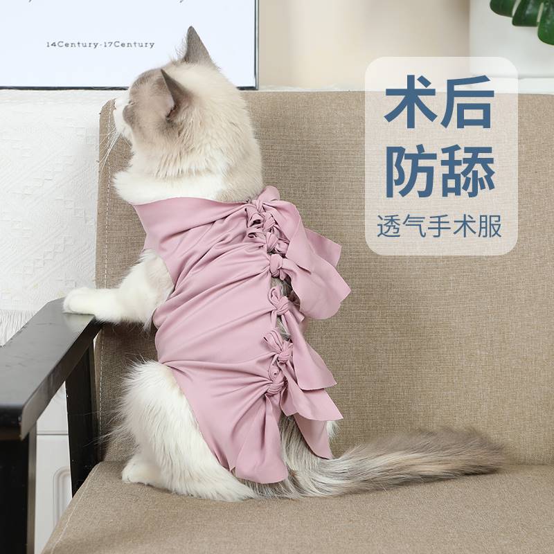 可调节式猫咪手术后防舔服宠物猫绝育服透气小猫断奶服公母猫衣服-封面