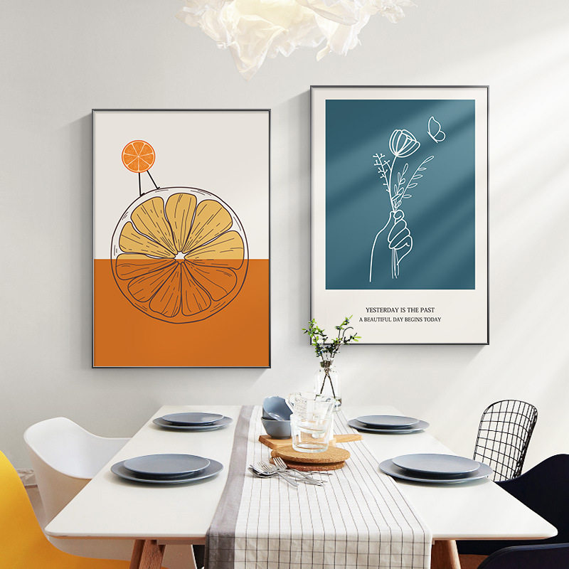 北欧饭厅墙面壁画轻奢酒杯餐厅装饰画现代简约客厅餐桌背景墙挂画