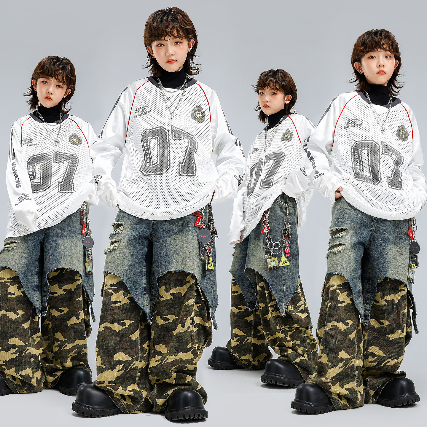 男女童嘻哈街舞长袖卫衣牛仔长裤