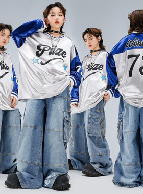 儿童街舞潮服男童嘻哈潮酷时髦舞台表演服炸街酷帅hiphop演出服女