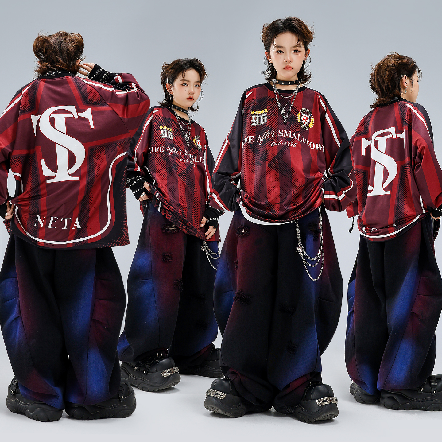 男女童嘻哈街舞长袖卫衣长裤套装