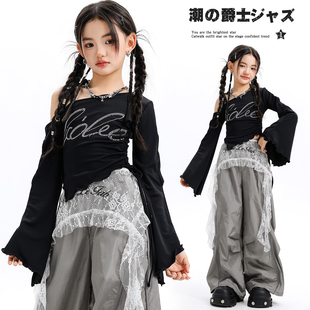 爵士舞女童表演服装 儿童hiphop女孩 练功服少儿jazz街舞演出服潮装