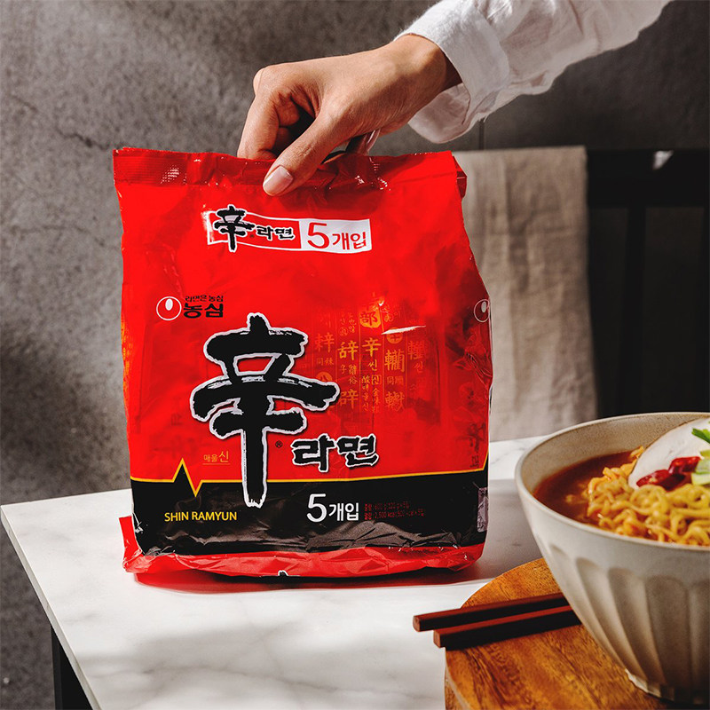 韩国进口农心辛拉面五连包120g泡面速食泡面泡面
