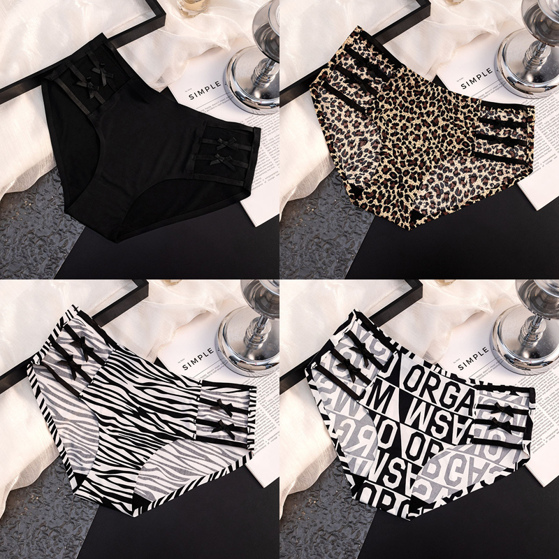 性感火辣镂空蝴蝶结冰丝无痕内裤