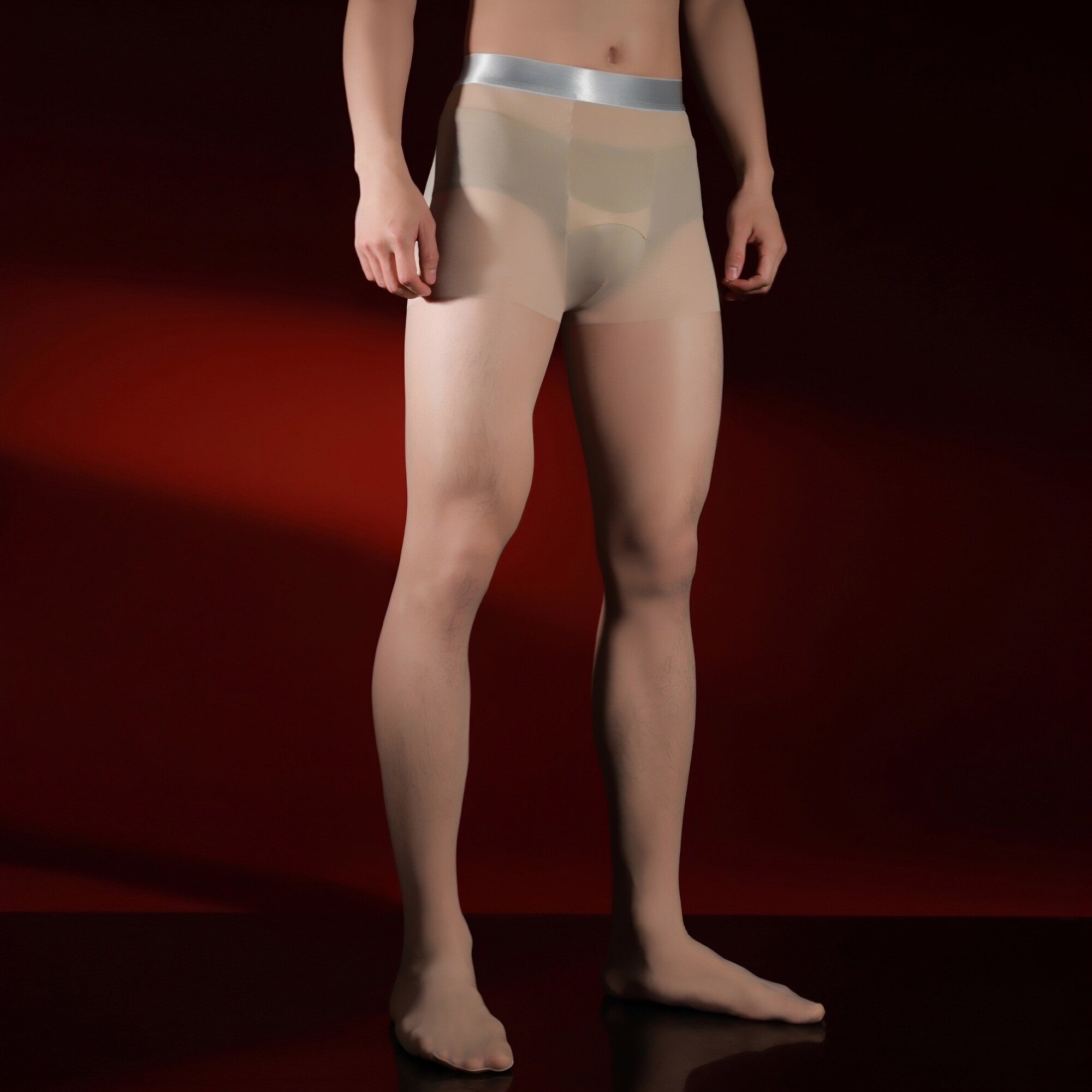 男士冰丝无痕银边包芯丝袜大码宽腰商务打底裤成熟超薄高弹连裤袜