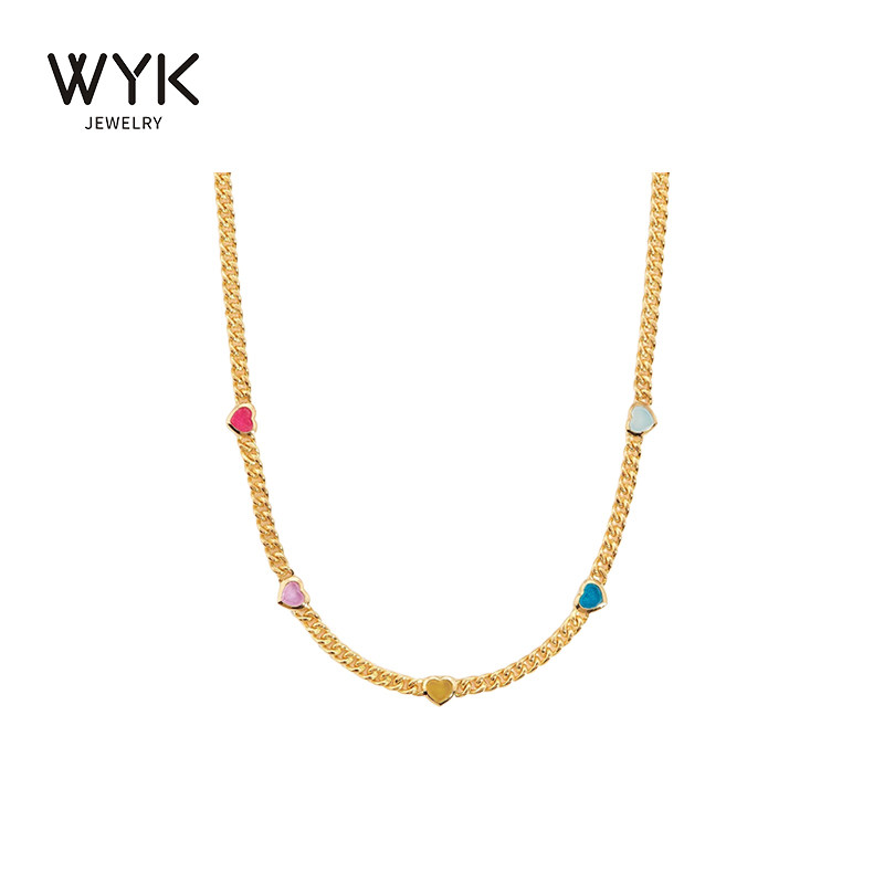 【七夕礼物】金晨芭比同款爱心彩色宝石项链多巴胺锁骨颈链送女友