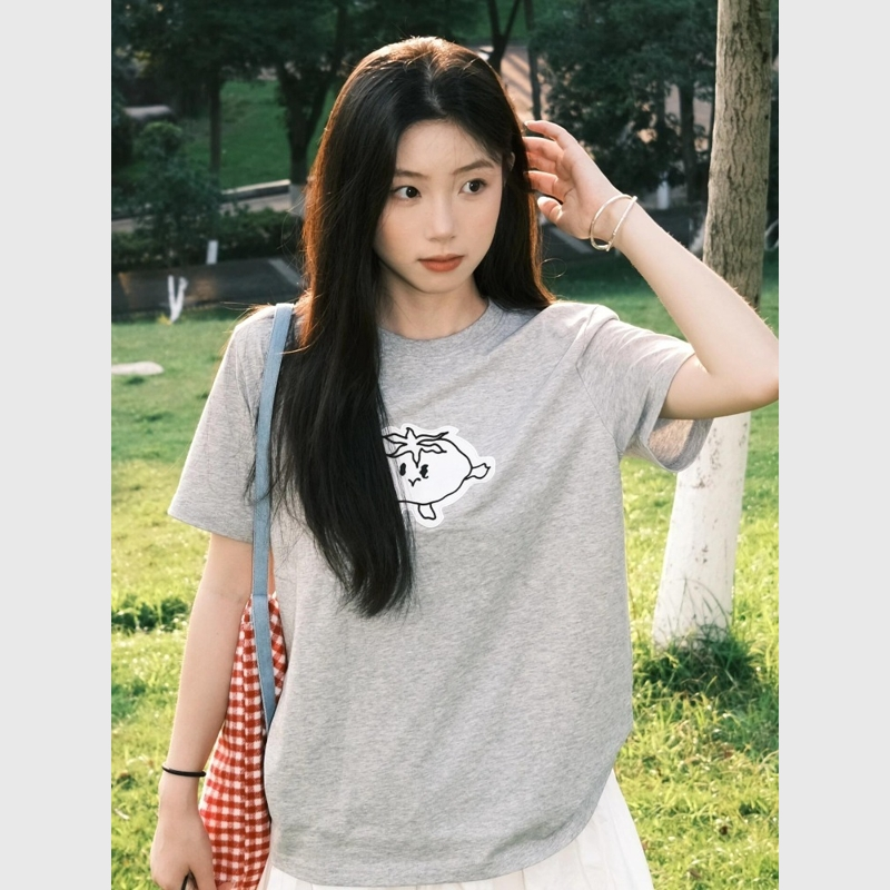 韩系ins风搞怪创意线条印花T恤