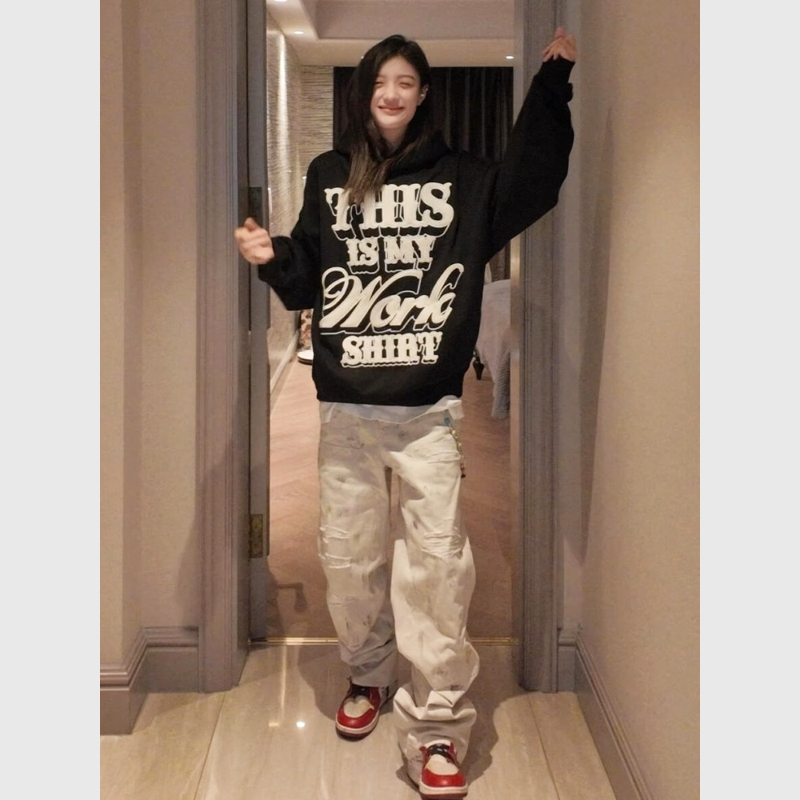 美式潮酷创意趣味字母印花卫衣女