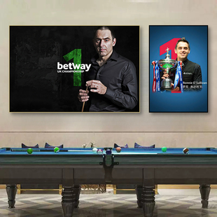 桌球室明星装饰画斯诺克台球厅丁俊晖奥沙利文挂画娱乐会所壁画