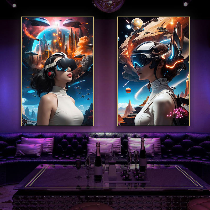 IT公司机器人挂画酒店房间AI人工智能壁画VR电竞馆高科技感装饰画