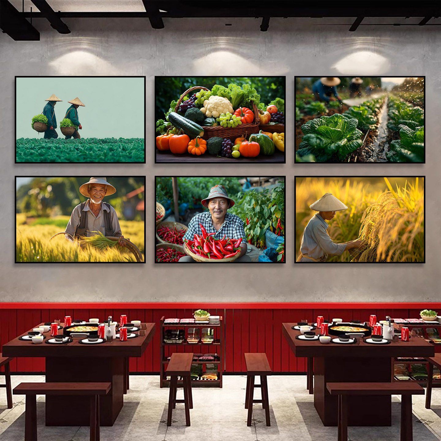 农家乐挂画粮食农作物装饰画新中式饭店酒楼包间现代风背景墙壁画
