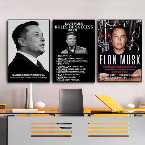 励志企业家马斯克装饰画公司工作室走廊壁画办公室ElonMusk挂画