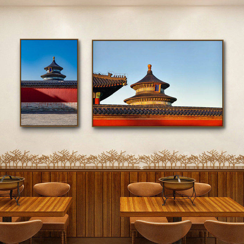 北京故宫天坛风景装饰画酒店旅游城市特色饭店餐厅墙面装饰壁画