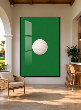 美式复古高尔夫球装饰画客厅办公室动动场挂画golf俱乐部运动壁画