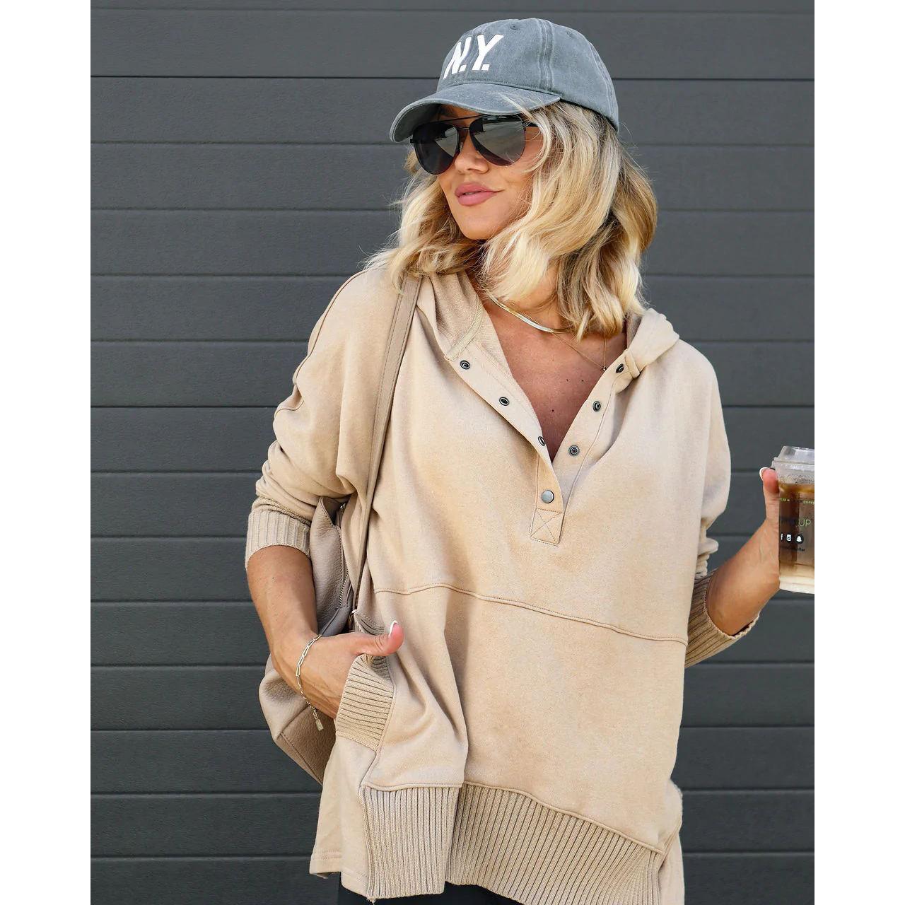 casual loose white women sweatshirt autumn winter hooded