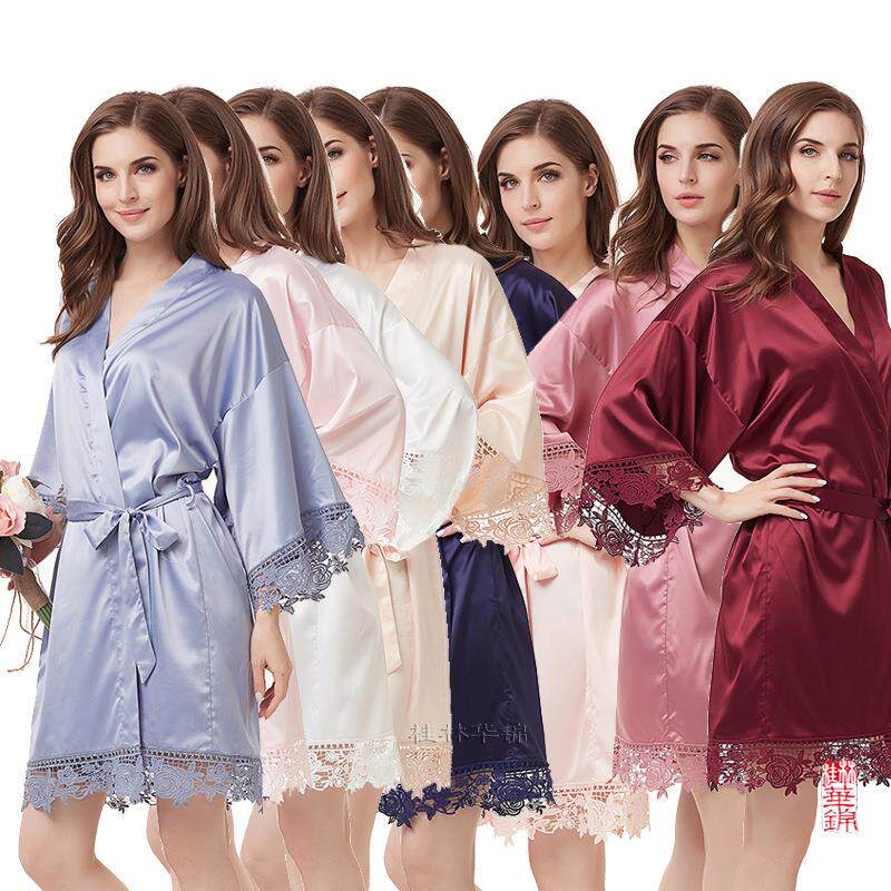 Nightgown Bridal satin gown lace nightgown Matte Stretch