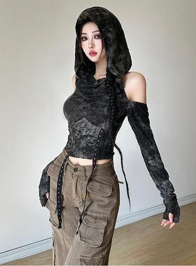 camisetas holes gothic fashion ins mujer de ropa vintage