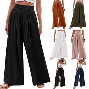 Leg Lightweight Wide Adjustable Pants Lace Waist
