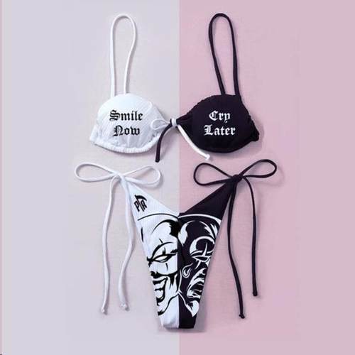 Swimsuit Two-Piece Women Devil Lifting Bust Sexy Set Bikini
