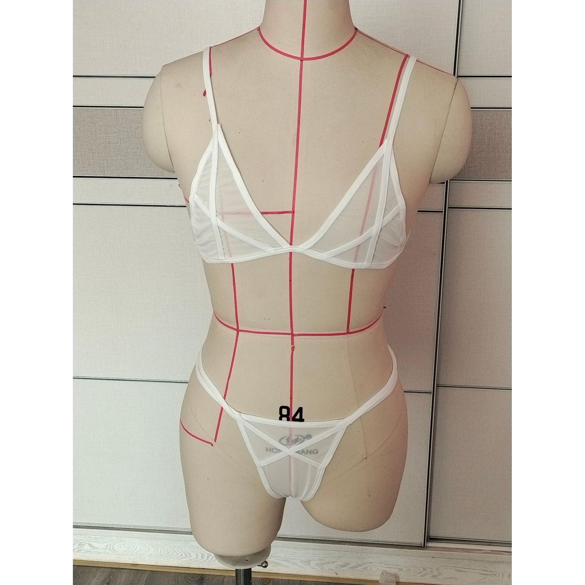Sexy lingerie for women mesh transparent straps bra panties