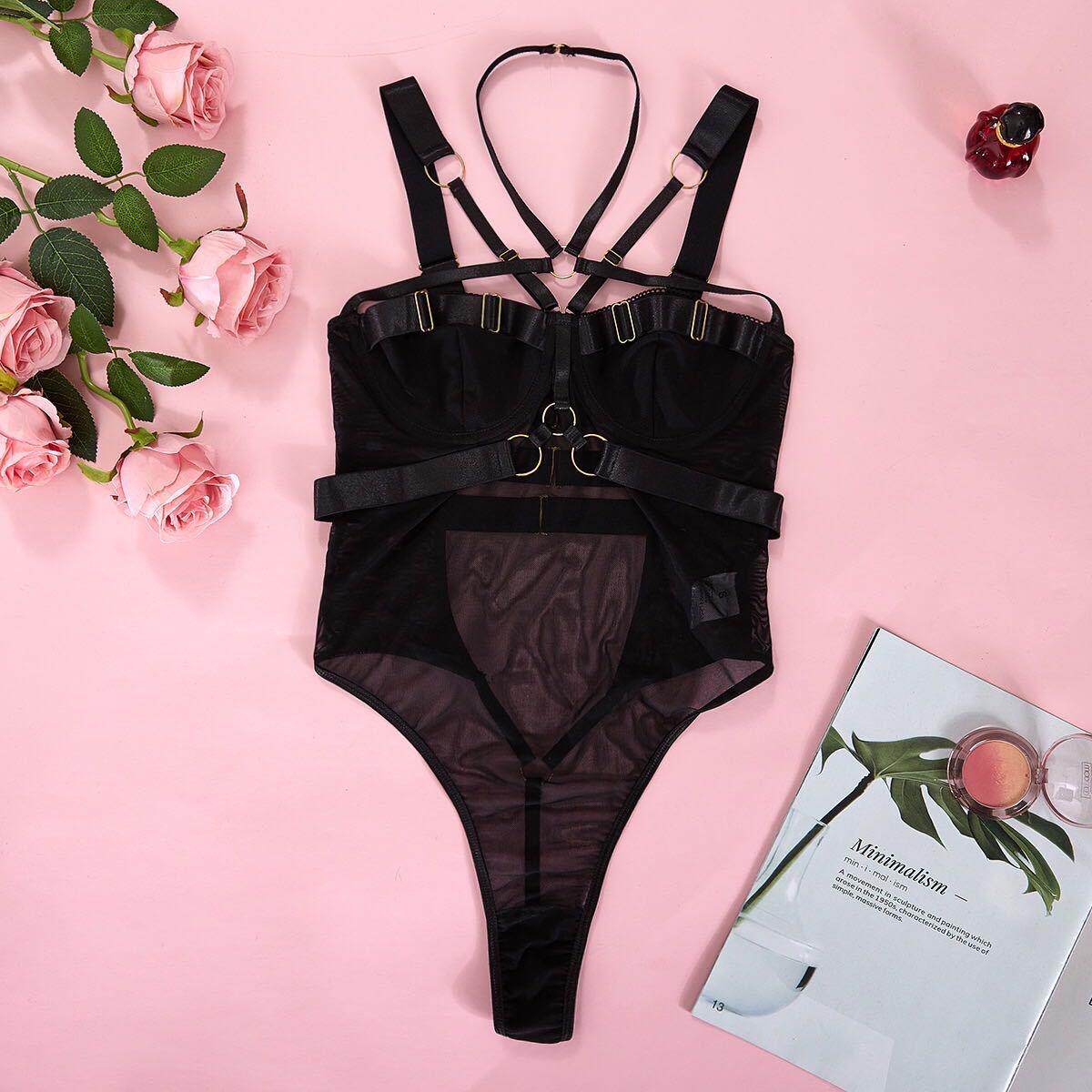 lingerie porn sets outfit pearl night women crotchless
