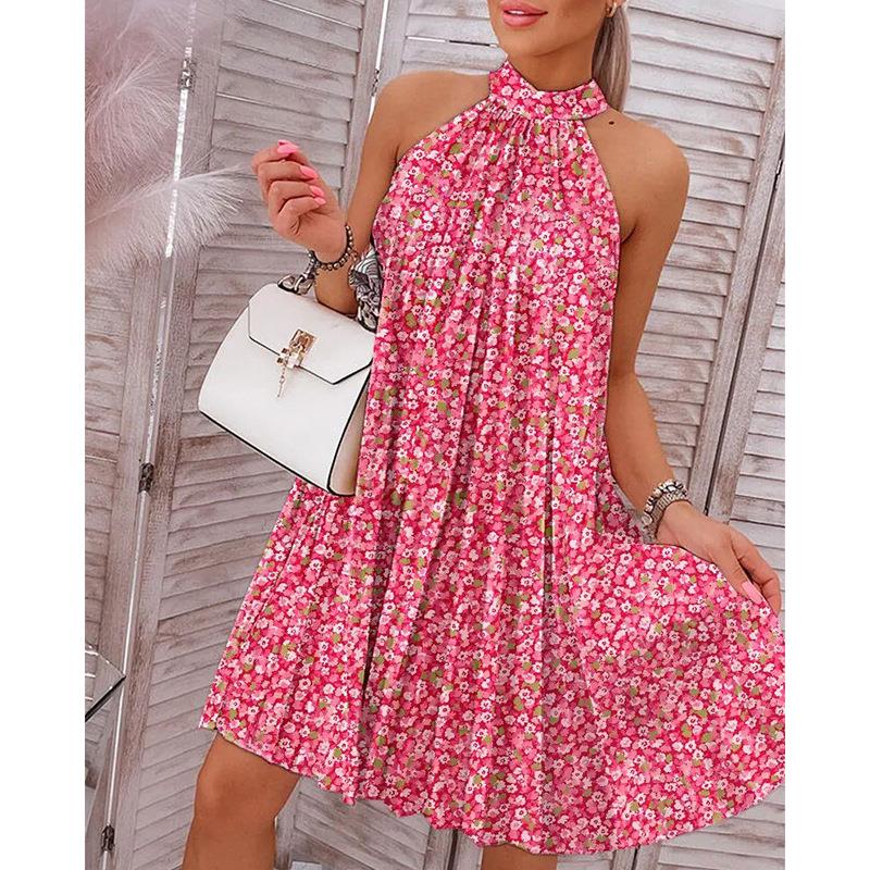 summer dress midi off-shoulder sexy dopamine dress neck